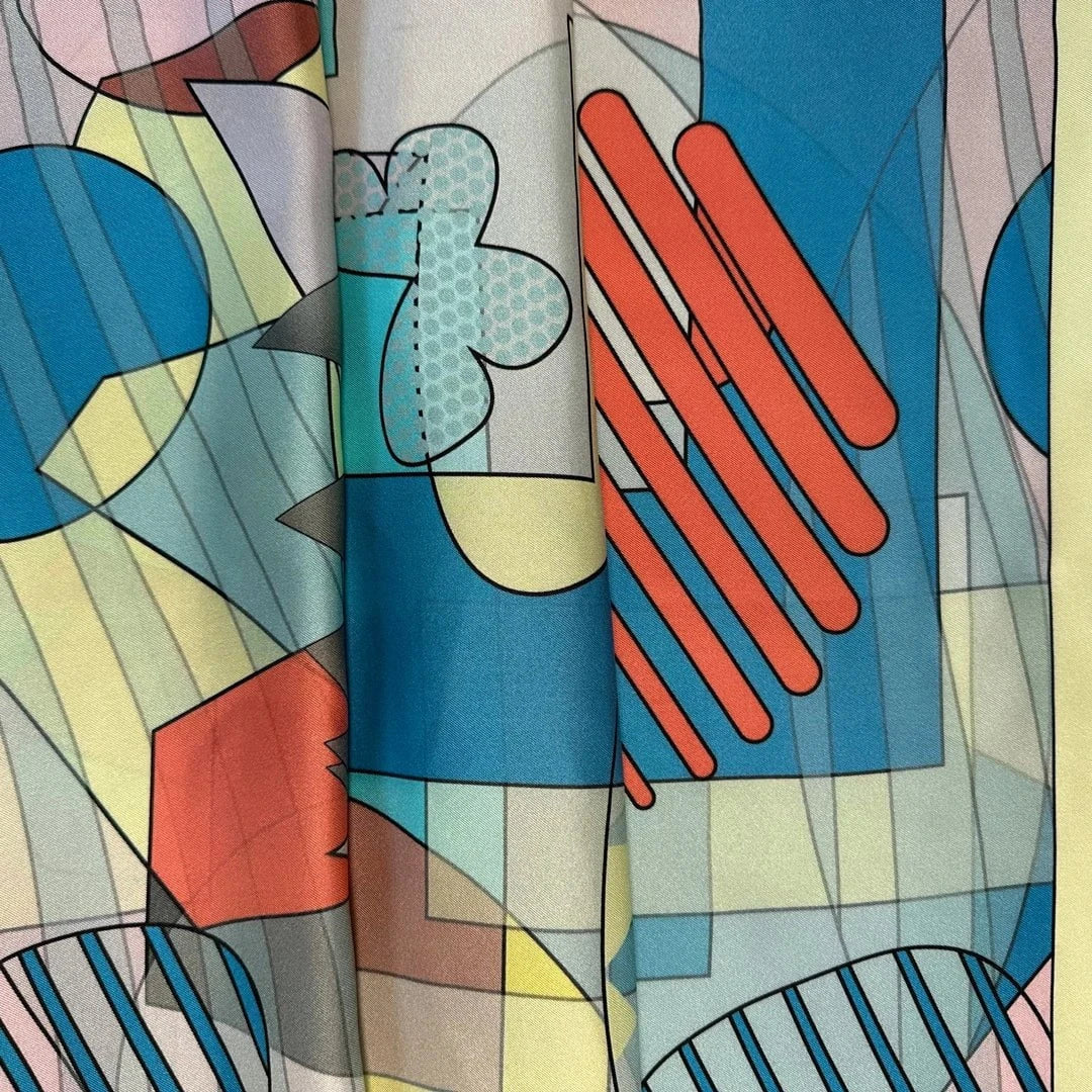 Geo Deco Scarf - Azure