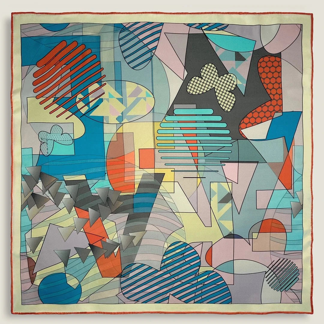 Geo Deco Scarf - Azure