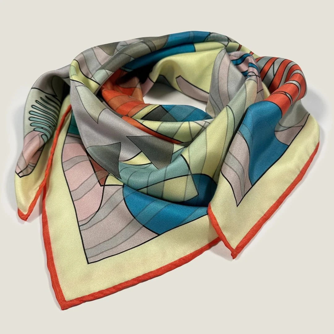 Geo Deco Scarf - Azure