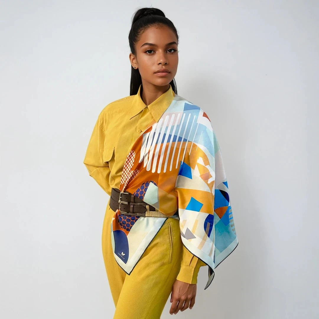 Geo Deco Scarf - Biscayne Blues