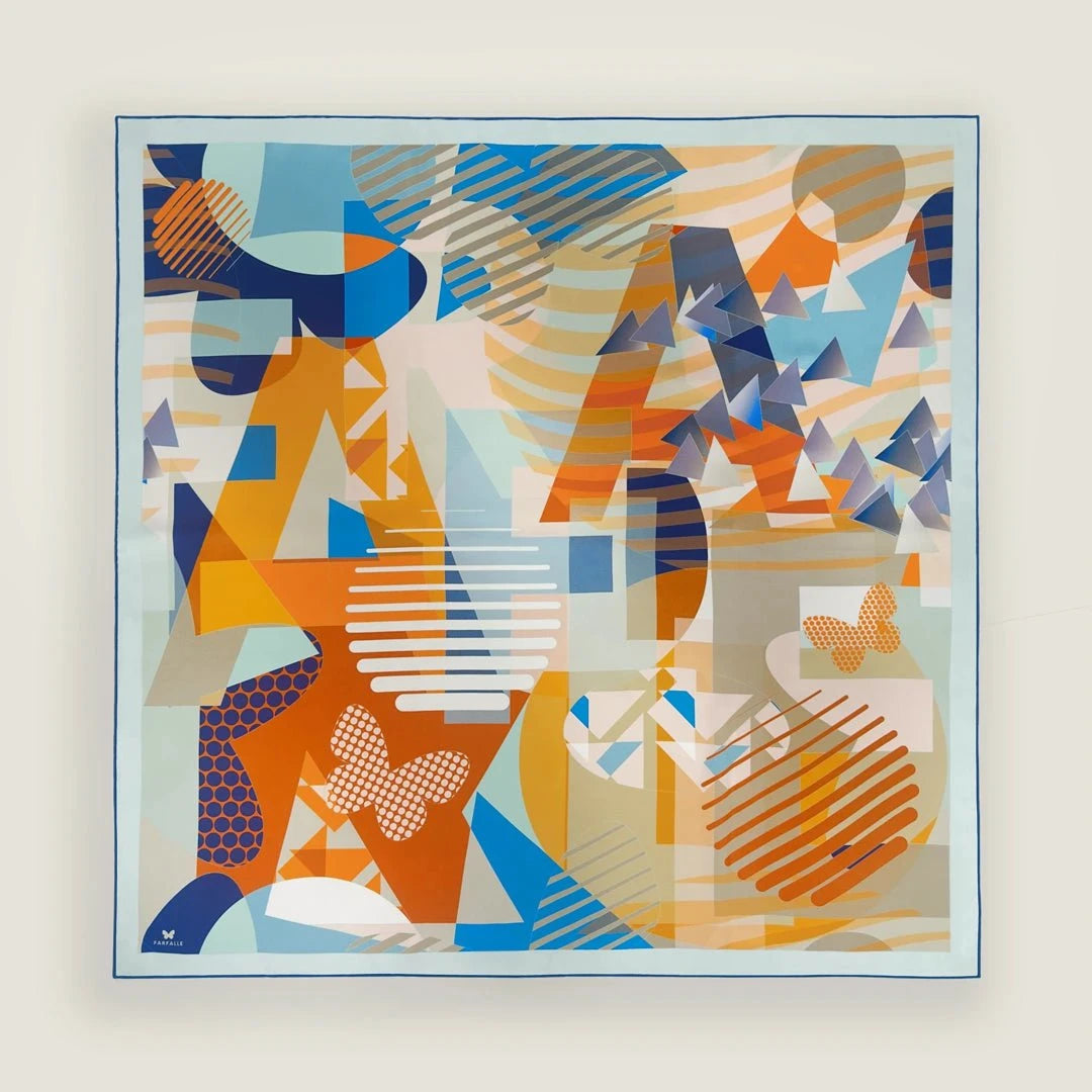 Geo Deco Scarf - Biscayne Blues