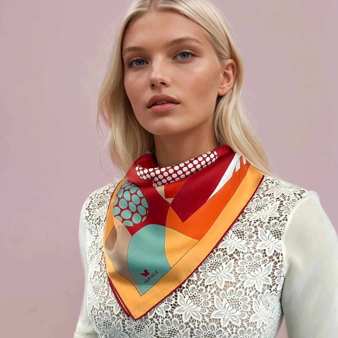 Geo Deco Scarf - Orange Tango