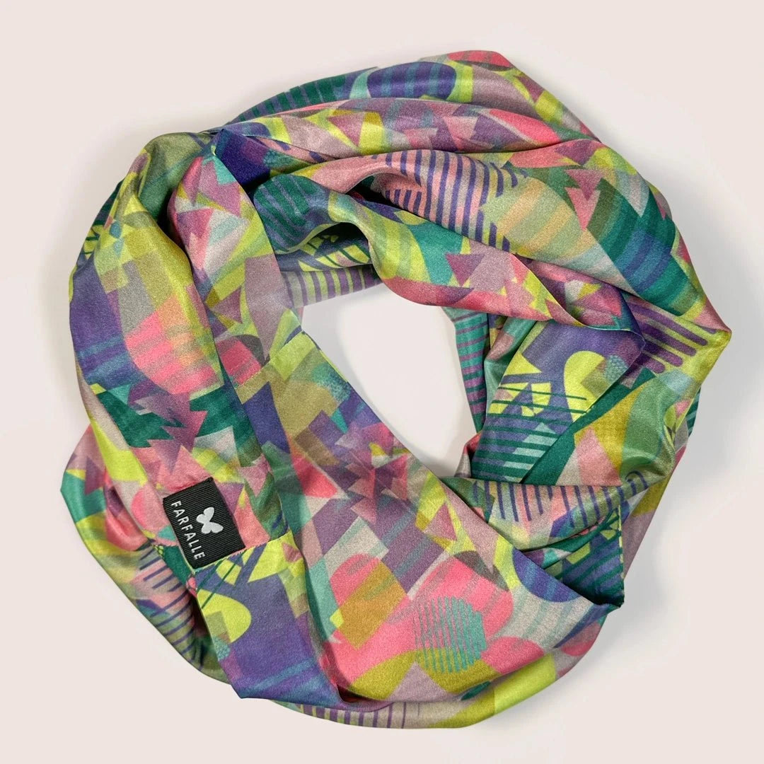 Geo Deco Infinity Scarf - Flamingo Pink