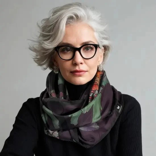 Peonies in Bloom Infinity Scarf - Midnight Plum