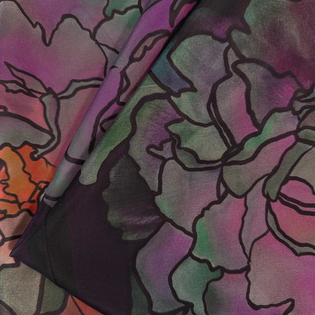 Peonies in Bloom Infinity Scarf - Midnight Plum