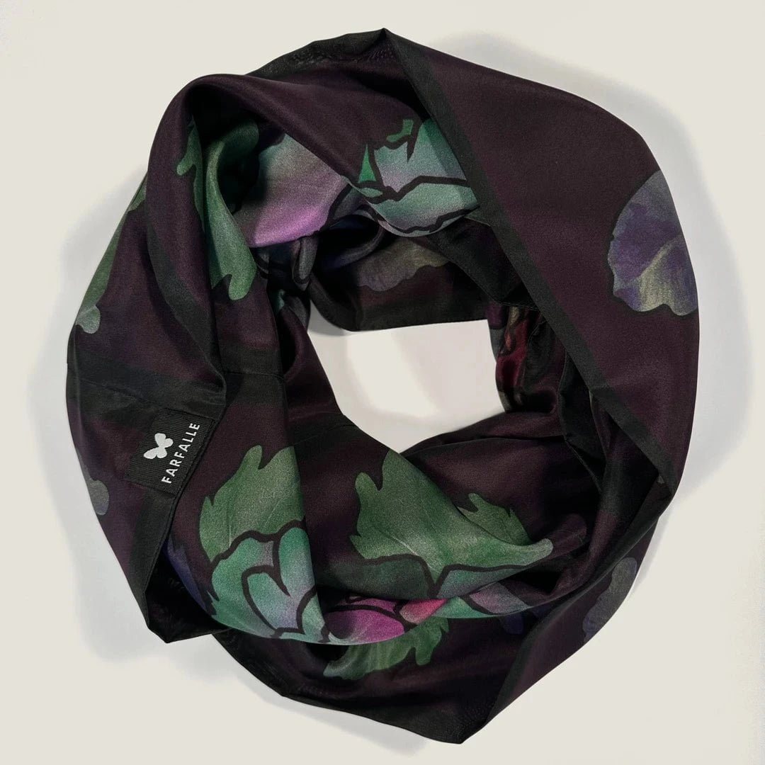 Peonies in Bloom Infinity Scarf - Midnight Plum