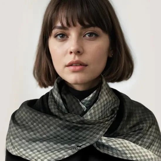 Ombre Cubes Infinity Scarf - Smoky Noir