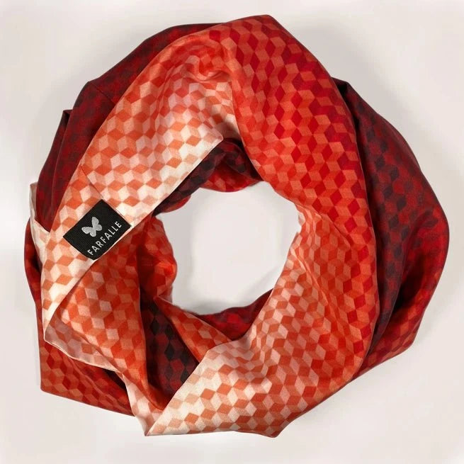 Ombre Cubes Infinity Scarf - Fiery Rouge