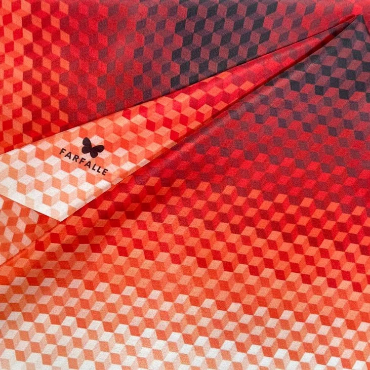 Ombre Cubes Infinity Scarf - Fiery Rouge