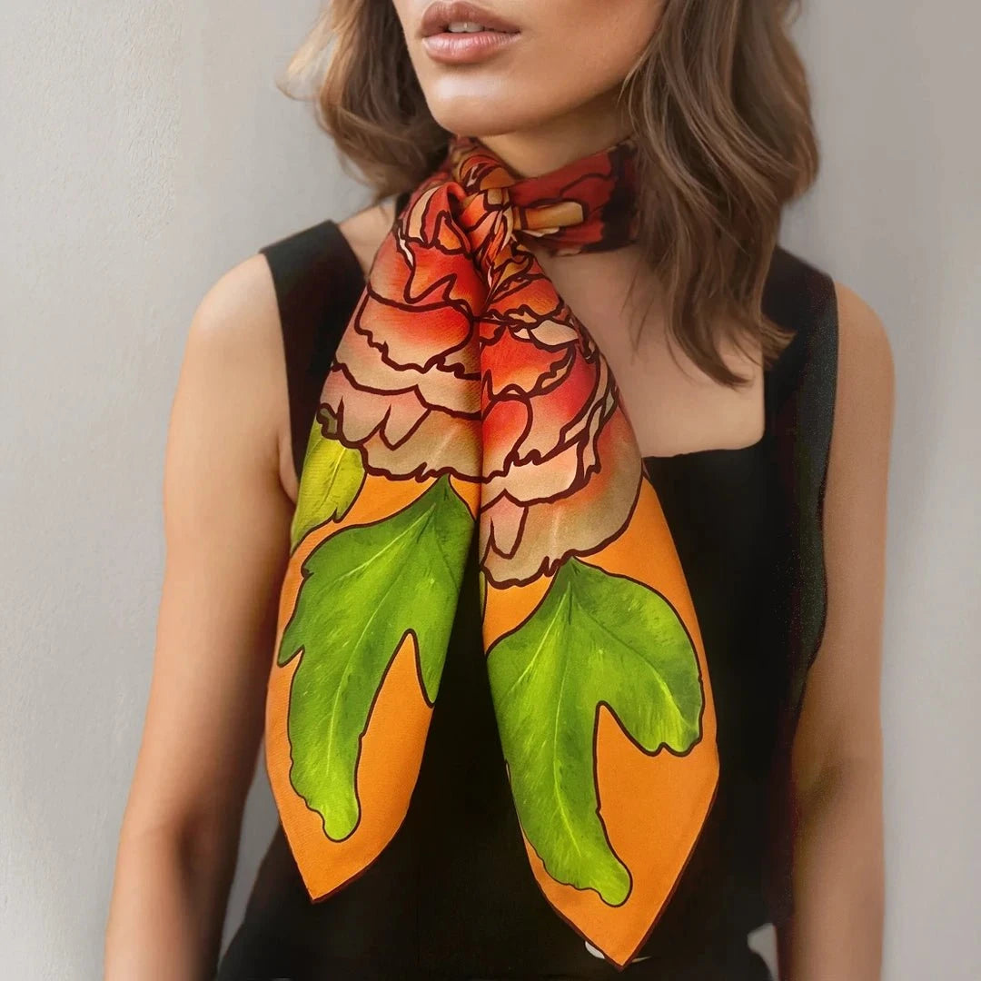 Peonies in Bloom Scarf - Harvest Glow