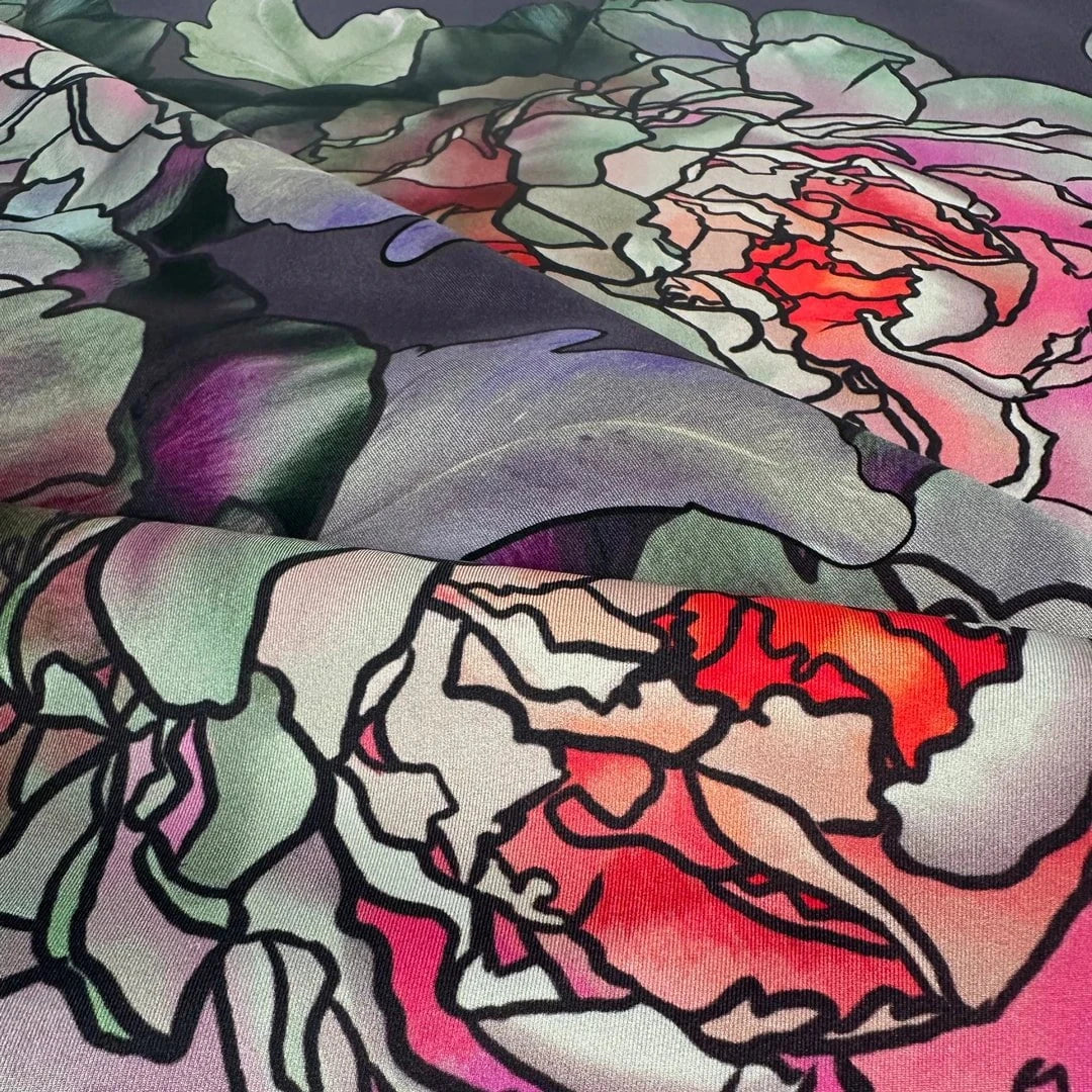 Peonies in Bloom Scarf - Midnight Plum