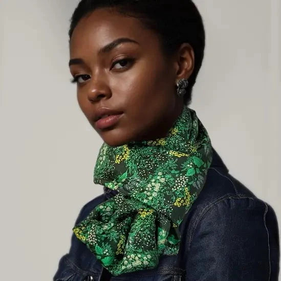 Wildflower Garden Infinity Scarf - Forest Green