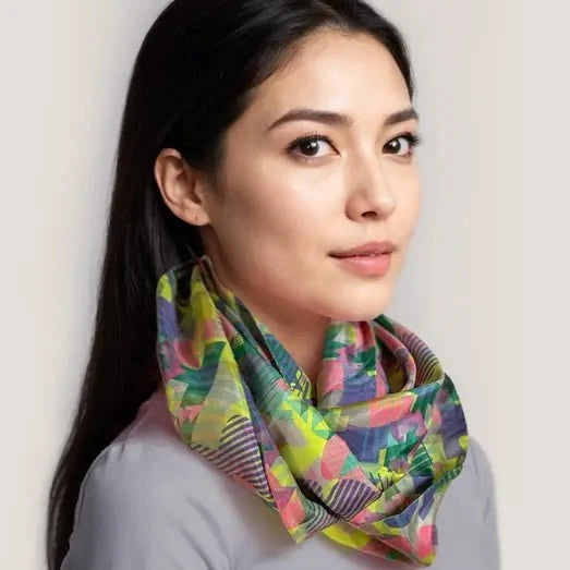 Geo Deco Infinity Scarf - Flamingo Pink