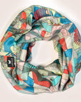 Geo Deco Infinity Scarf - Azure