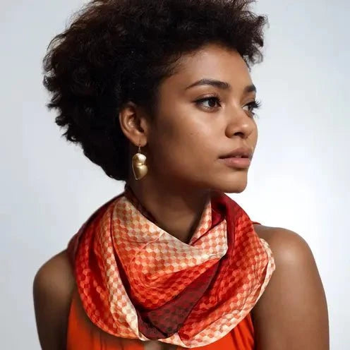 Ombre Cubes Infinity Scarf - Fiery Rouge